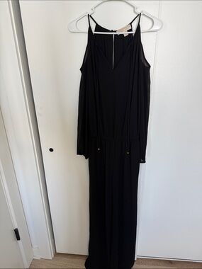 Black Cold-Shoulder Maxi jumpsuit